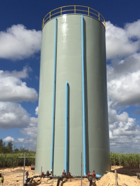 The tank in the community holds up to 100,000 gallons of potable water accessible to all residents. Photo: Central Romana