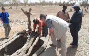 Lufthansa employee Ralf Schmitt visits a typical well in Dagon country, Mali. Photo: Lufthansa